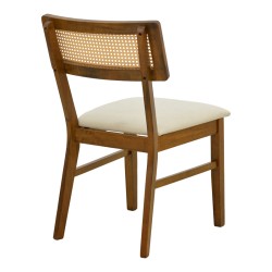 Καρέκλα Raffles  καρυδί rubberwood με pe rattan και εκρού ύφασμα 47x48x83.5εκ
