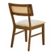Καρέκλα Raffles  καρυδί rubberwood με pe rattan και εκρού ύφασμα 47x48x83.5εκ