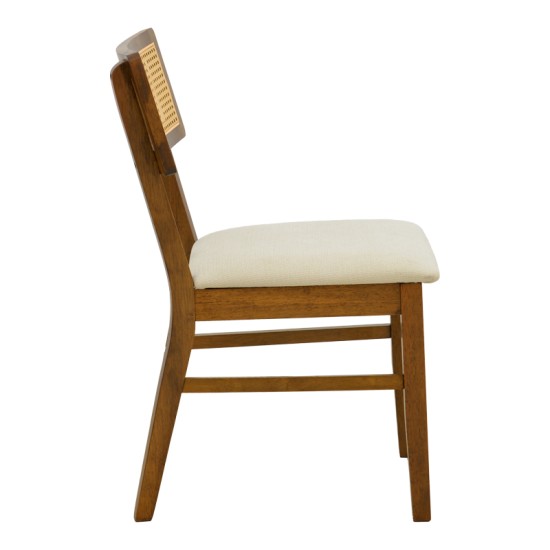 Καρέκλα Raffles  καρυδί rubberwood με pe rattan και εκρού ύφασμα 47x48x83.5εκ