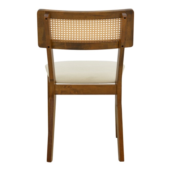 Καρέκλα Raffles  καρυδί rubberwood με pe rattan και εκρού ύφασμα 47x48x83.5εκ