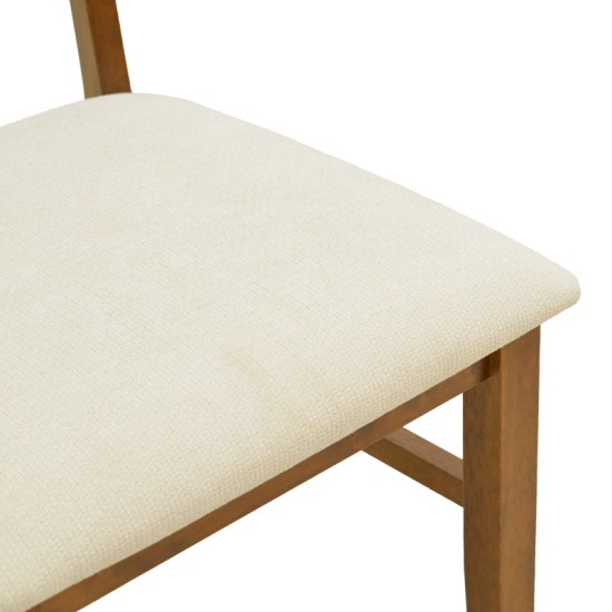 Καρέκλα Raffles  καρυδί rubberwood με pe rattan και εκρού ύφασμα 47x48x83.5εκ