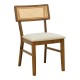 Καρέκλα Raffles  καρυδί rubberwood με pe rattan και εκρού ύφασμα 47x48x83.5εκ