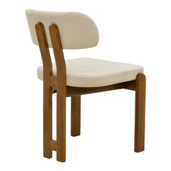 Καρέκλα Genoa  καρυδί rubberwood και εκρού ύφασμα 50x43x82εκ