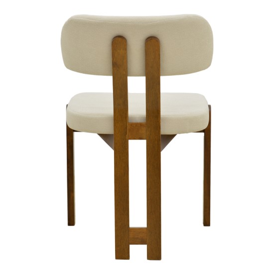 Καρέκλα Genoa  καρυδί rubberwood και εκρού ύφασμα 50x43x82εκ