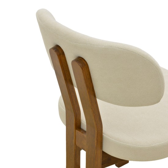 Καρέκλα Genoa  καρυδί rubberwood και εκρού ύφασμα 50x43x82εκ