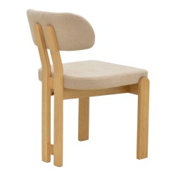 Καρέκλα Genoa  sonoma rubberwood και μπεζ ύφασμα 50x43x82εκ