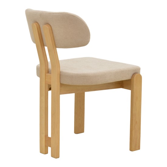 Καρέκλα Genoa  sonoma rubberwood και μπεζ ύφασμα 50x43x82εκ