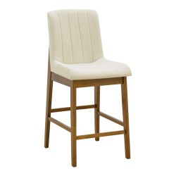 Σκαμπό μπαρ Dalby  καρυδί rubberwood και εκρού ύφασμα 50x45x102,5εκ