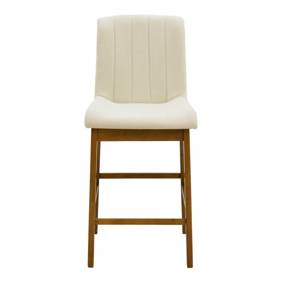Σκαμπό μπαρ Dalby  καρυδί rubberwood και εκρού ύφασμα 50x45x102,5εκ