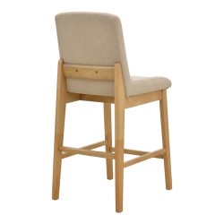 Σκαμπό μπαρ Dalby  sonoma rubberwood και μπεζ ύφασμα 50x45x102,5εκ