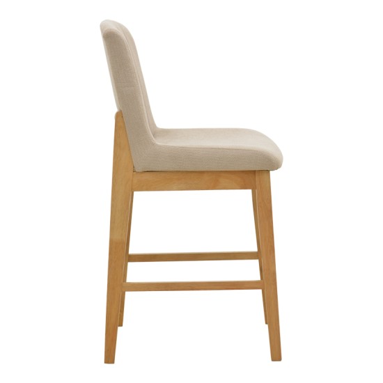 Σκαμπό μπαρ Dalby  sonoma rubberwood και μπεζ ύφασμα 50x45x102,5εκ