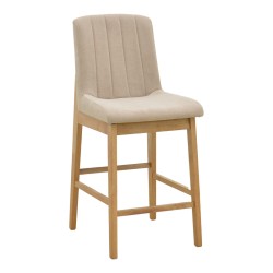 Σκαμπό μπαρ Dalby  sonoma rubberwood και μπεζ ύφασμα 50x45x102,5εκ