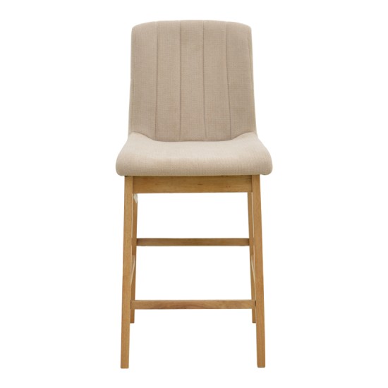 Σκαμπό μπαρ Dalby  sonoma rubberwood και μπεζ ύφασμα 50x45x102,5εκ