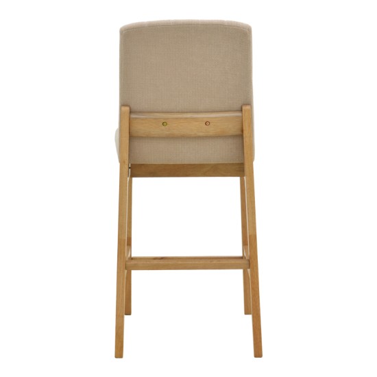 Σκαμπό μπαρ Dalby  sonoma rubberwood και μπεζ ύφασμα 50x45x102,5εκ