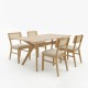 Τραπεζαρία Raffles  σετ 5τεμ rubberwood με pe rattanσε φυσική απόχρωση 150x90x76εκ