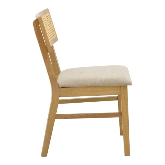 Τραπεζαρία Raffles  σετ 5τεμ rubberwood με pe rattanσε φυσική απόχρωση 150x90x76εκ