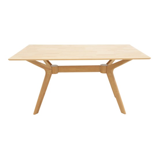 Τραπεζαρία Raffles  σετ 5τεμ rubberwood με pe rattanσε φυσική απόχρωση 150x90x76εκ