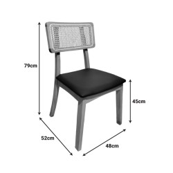 Καρέκλα Renna  ξύλο οξιάς σε φυσική απόχρωση με μαύρο pu μαξιλάρι 48x52x79εκ