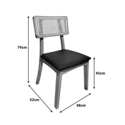 Καρέκλα Renna  ξύλο οξιάς σε φυσική απόχρωση με μαύρο pu μαξιλάρι 48x52x79εκ
