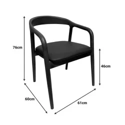 Πολυθρόνα Hogie  rubberwood καρυδί- μαύρο pu μαξιλάρι 61x60x76εκ