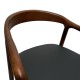 Πολυθρόνα Hogie  rubberwood σε καφέ απόχρωση με μαύρο pu μαξιλάρι 61x60x76εκ