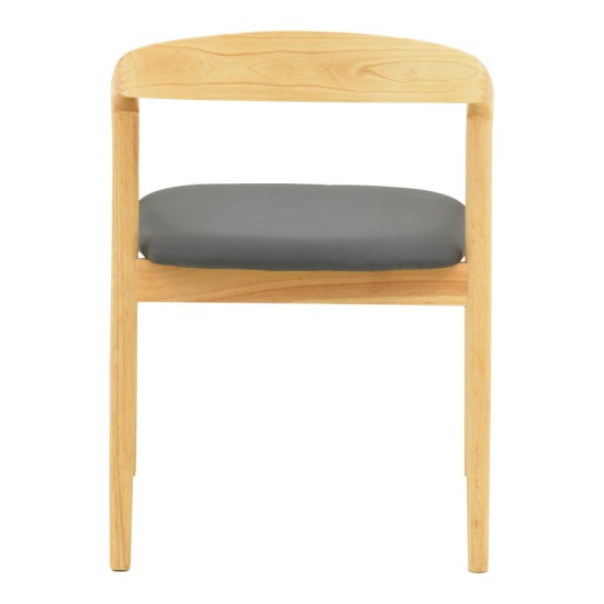 Πολυθρόνα Hogie  rubberwood σε φυσική απόχρωση με μαύρο pu μαξιλάρι 61x60x76εκ