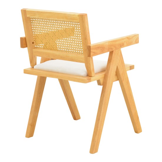 Πολυθρόνα Winslow  rubberwood σε φυσική απόχρωση-ύφασμα λευκό 51x54x80εκ