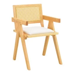 Πολυθρόνα Winslow  rubberwood σε φυσική απόχρωση-ύφασμα λευκό 51x54x80εκ