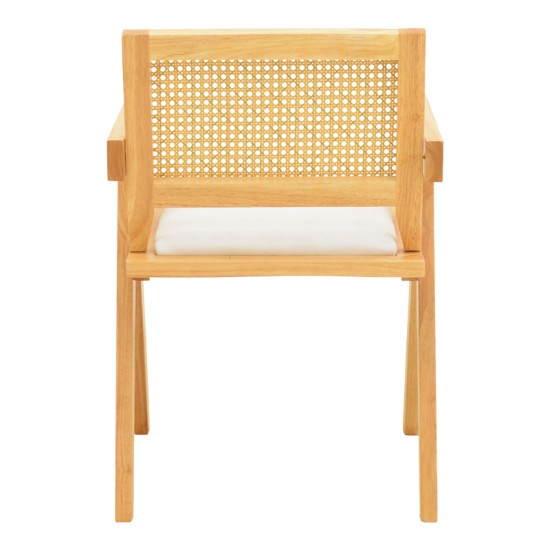 Πολυθρόνα Winslow  rubberwood σε φυσική απόχρωση-ύφασμα λευκό 51x54x80εκ