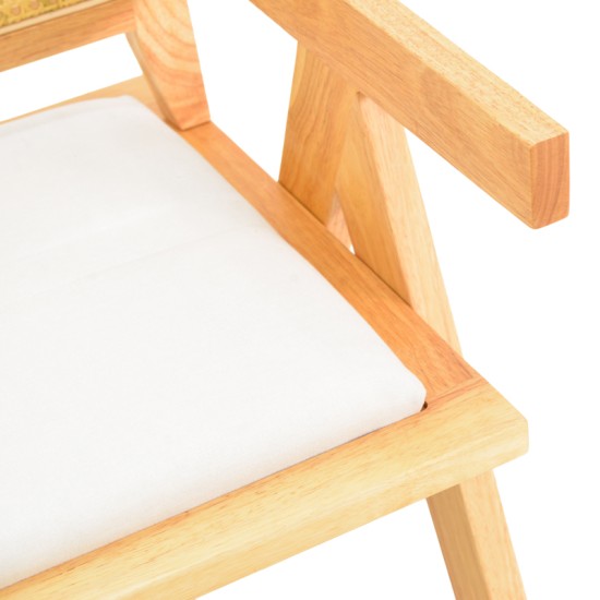 Πολυθρόνα Winslow  rubberwood σε φυσική απόχρωση-ύφασμα λευκό 51x54x80εκ