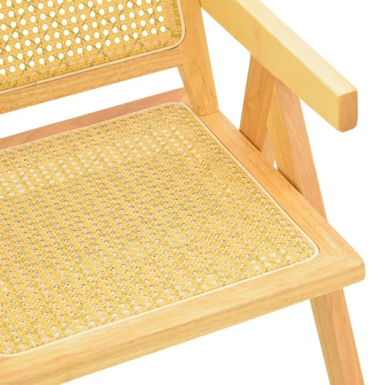 Πολυθρόνα Winslow  rubberwood-rattan σε φυσική απόχρωση 51x54x80εκ