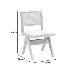 Καρέκλα Winslow  rubberwood σε φυσική απόχρωση-ύφασμα λευκό 46x58x80εκ