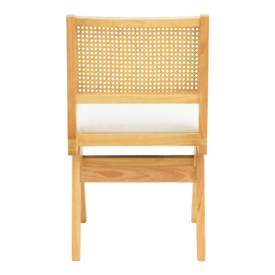 Καρέκλα Winslow  rubberwood σε φυσική απόχρωση-ύφασμα λευκό 46x58x80εκ