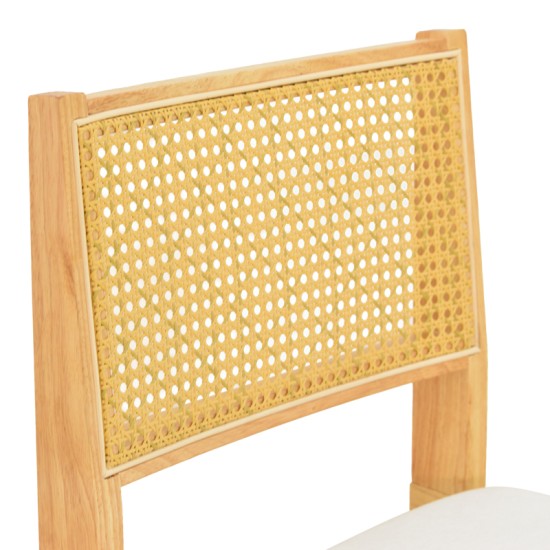 Καρέκλα Winslow  rubberwood σε φυσική απόχρωση-ύφασμα λευκό 46x58x80εκ