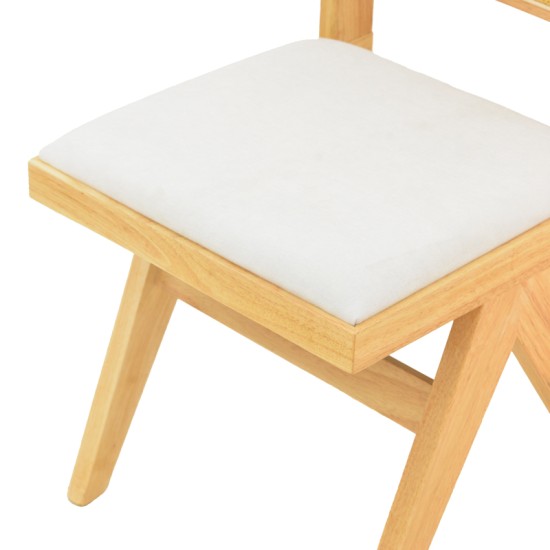 Καρέκλα Winslow  rubberwood σε φυσική απόχρωση-ύφασμα λευκό 46x58x80εκ