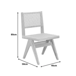 Καρέκλα Winslow  rubberwood-rattan σε φυσική απόχρωση 46x58x80εκ