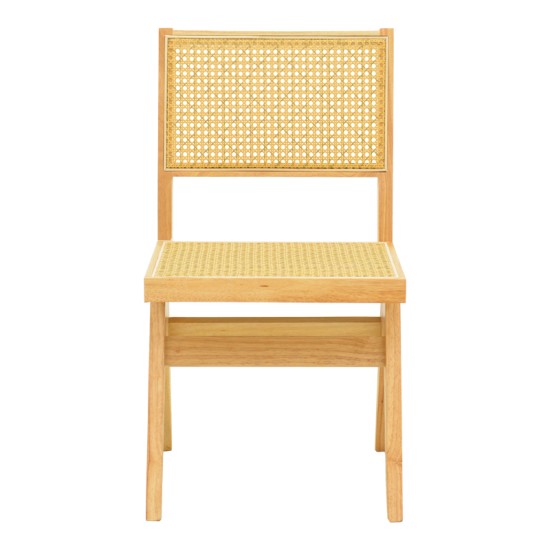 Καρέκλα Winslow  rubberwood-rattan σε φυσική απόχρωση 46x58x80εκ