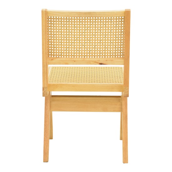 Καρέκλα Winslow  rubberwood-rattan σε φυσική απόχρωση 46x58x80εκ
