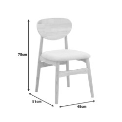 Καρέκλα Cardith  rubberwood-plywood σε φυσική απόχρωση-ύφασμα γκρι-μπεζ 48x51x78εκ