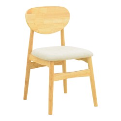 Καρέκλα Cardith  rubberwood-plywood σε φυσική απόχρωση-ύφασμα γκρι-μπεζ 48x51x78εκ