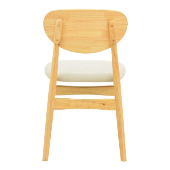 Καρέκλα Cardith  rubberwood-plywood σε φυσική απόχρωση-ύφασμα γκρι-μπεζ 48x51x78εκ