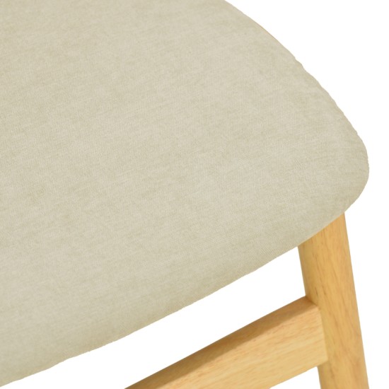 Καρέκλα Cardith  rubberwood-plywood σε φυσική απόχρωση-ύφασμα γκρι-μπεζ 48x51x78εκ