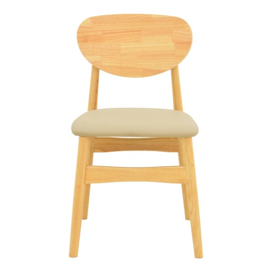 Καρέκλα Cardith  rubberwood-plywood σε φυσική απόχρωση-pu μπεζ 48x51x78εκ