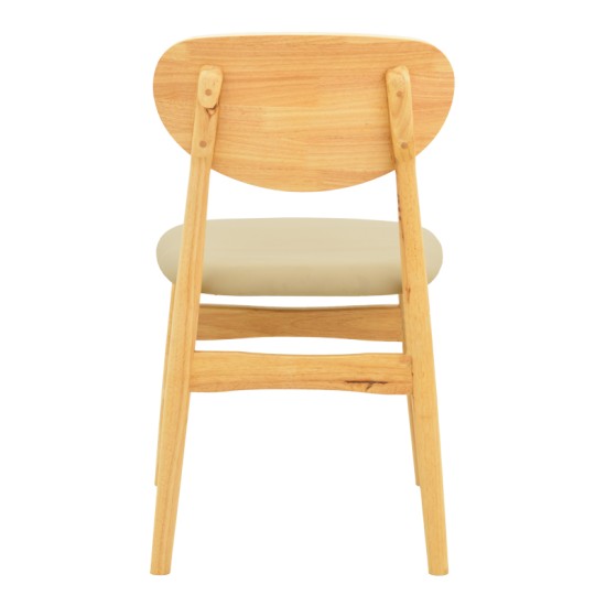 Καρέκλα Cardith  rubberwood-plywood σε φυσική απόχρωση-pu μπεζ 48x51x78εκ