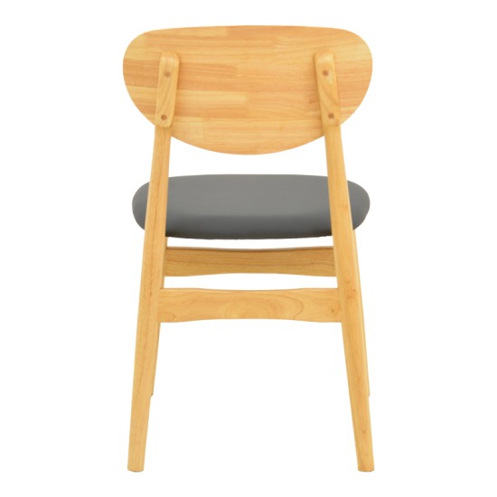 Καρέκλα Cardith  rubberwood-plywood σε φυσική απόχρωση-pu μαύρο 48x51x78εκ