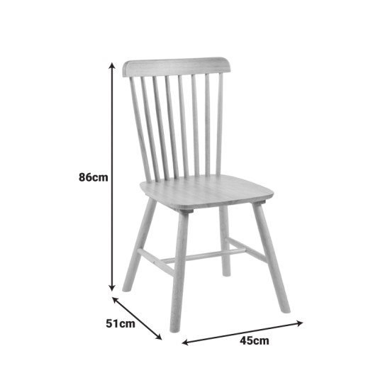 Καρέκλα Bristol  rubberwood σε φυσική απόχρωση 45x51x86εκ
