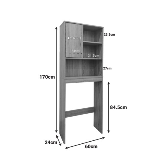 Έπιπλο μπάνιου Tazien  σε ανθρακί απόχρωση 60x24x168.5εκ