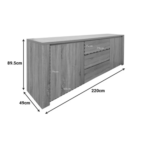 Μπουφές Kalya  σε sonoma απόχρωση 220x49x89.5εκ