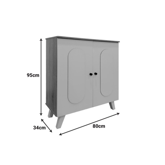 Παπουτσοθήκη-ντουλάπι Cathi  σε oak - anthracite απόχρωση 80x34x95εκ