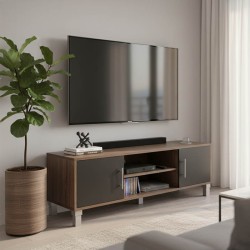 Έπιπλο τηλεόρασης Serank  σε oak-ανθρακί απόχρωση 120x40x40εκ